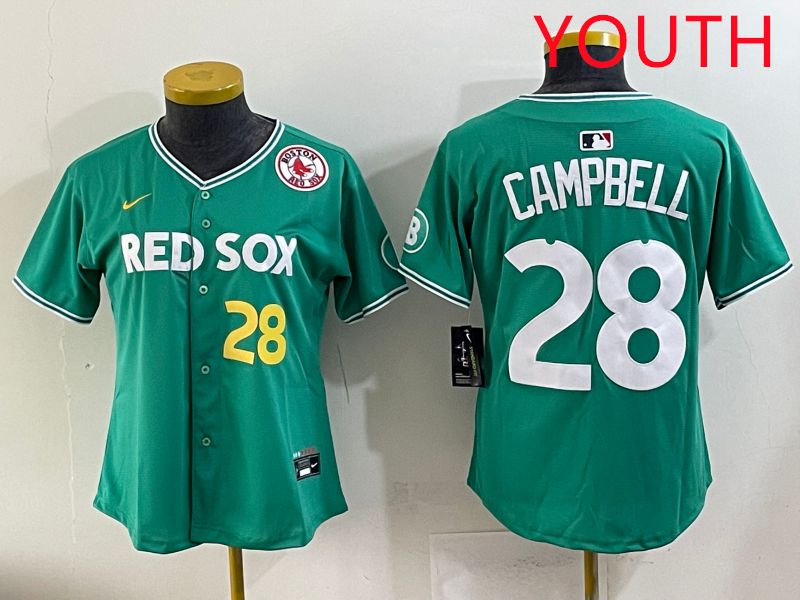 Youth 2025 Boston Red Sox #28 Campbell Dark Green Joint Name Nike MLB Jersey style 6->youth mlb jersey->Youth Jersey
